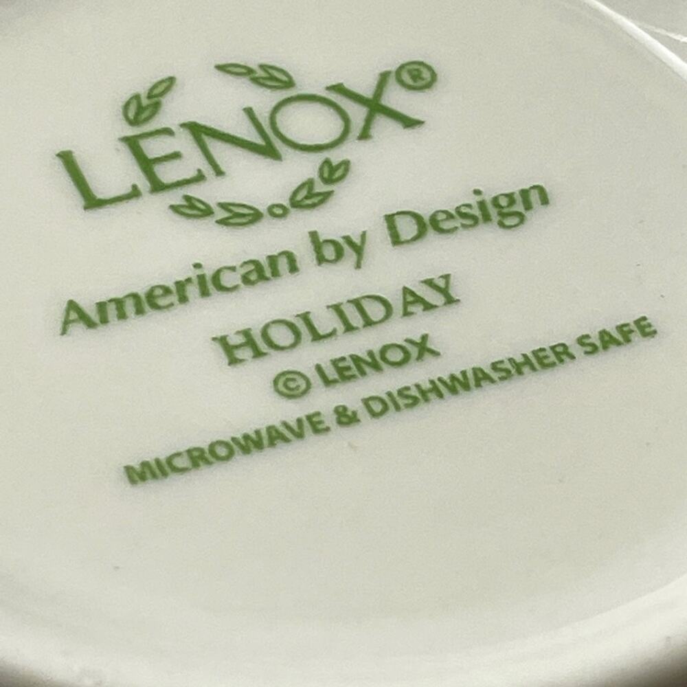 Pair Lenox‎ Holiday Pattern Holly Tree Accent Mugs EUC - Picture 4 of 7